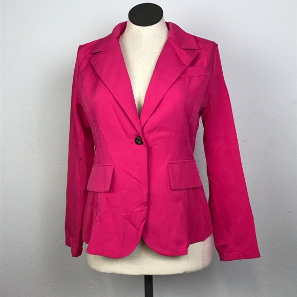 One Button Blazer Women’s Size Medium Color Pink Long Sleeve V-Neck . - Picture 15 of 15